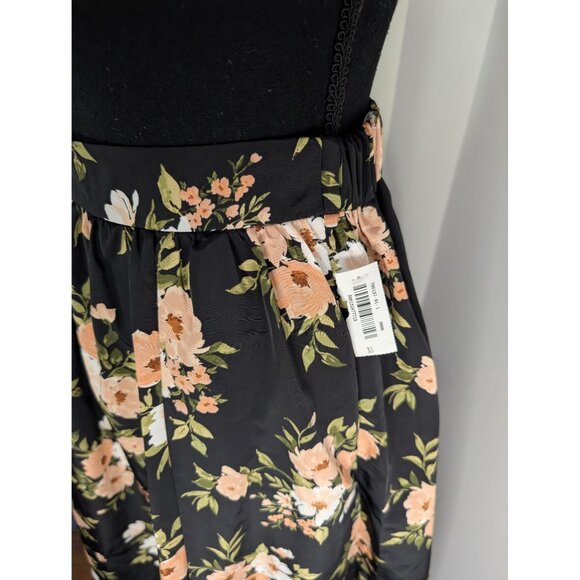 NWT The Occasion by Old Navy High-Waisted Taffeta Midi Skirt in Black Floral XS - Picture 6 of 9